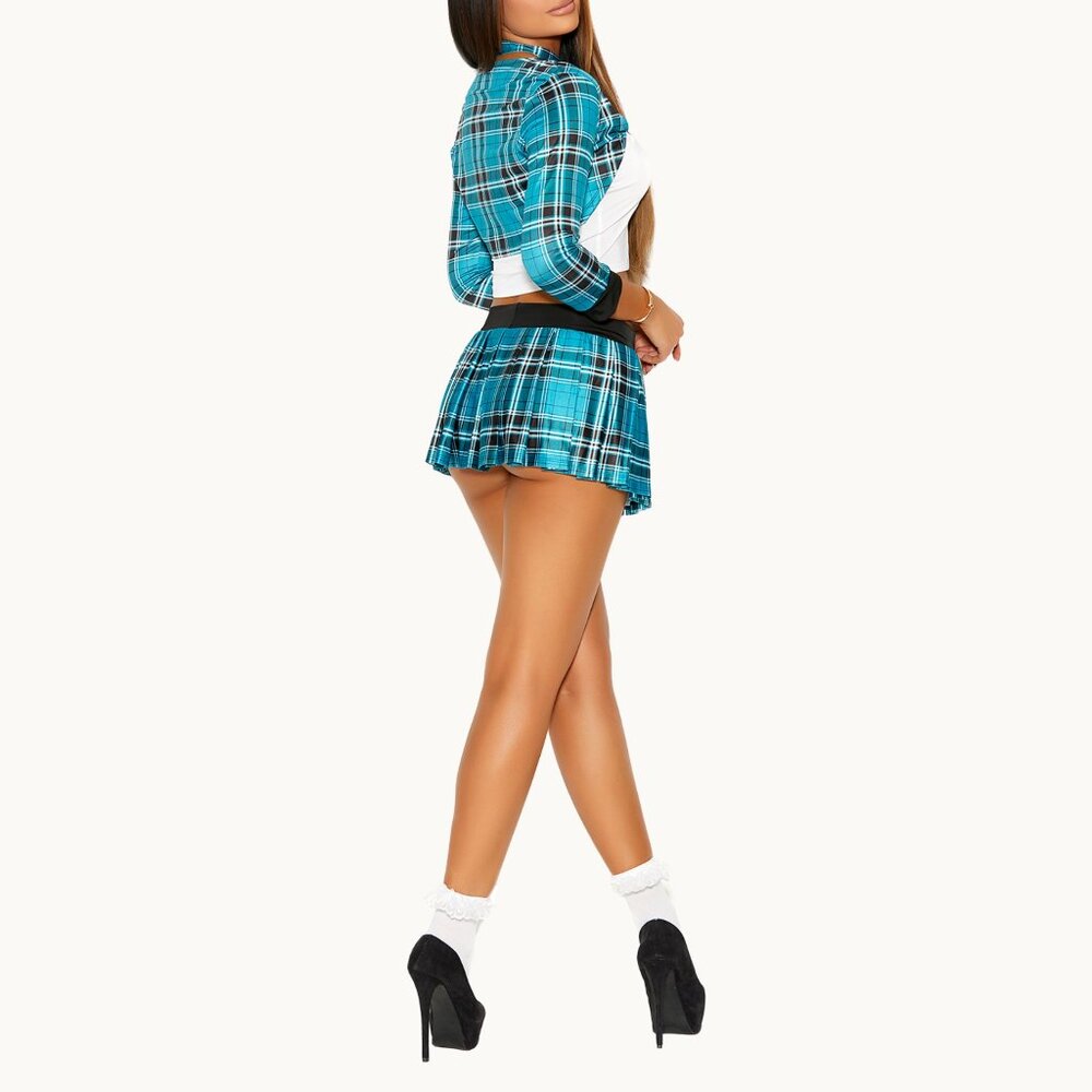 Schoolgirl Outfit Plaid Mini Skirt Cosplay Set NEW - Picture 5 of 9